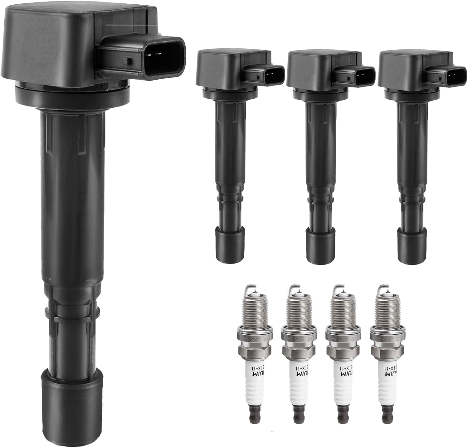 Ignition Coil Pack and Spark Plugs Kit fit for L4 1.7L 1.7 2001 2002 2003 2004 2005 Honda Civic DX EX LX GX HX, Acura EL, UF400 C1460, Set of 4