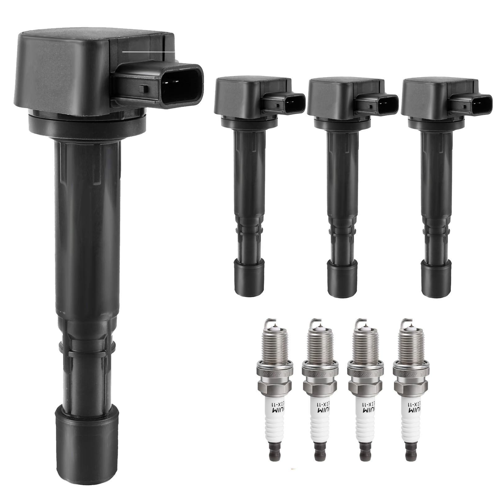 Photo 1 of Ignition Coil Pack and Spark Plugs Kit fit for L4 1.7L 1.7 2001 2002 2003 2004 2005 Honda Civic DX EX LX GX HX, Acura EL, UF400 C1460, Set of 4 sealed