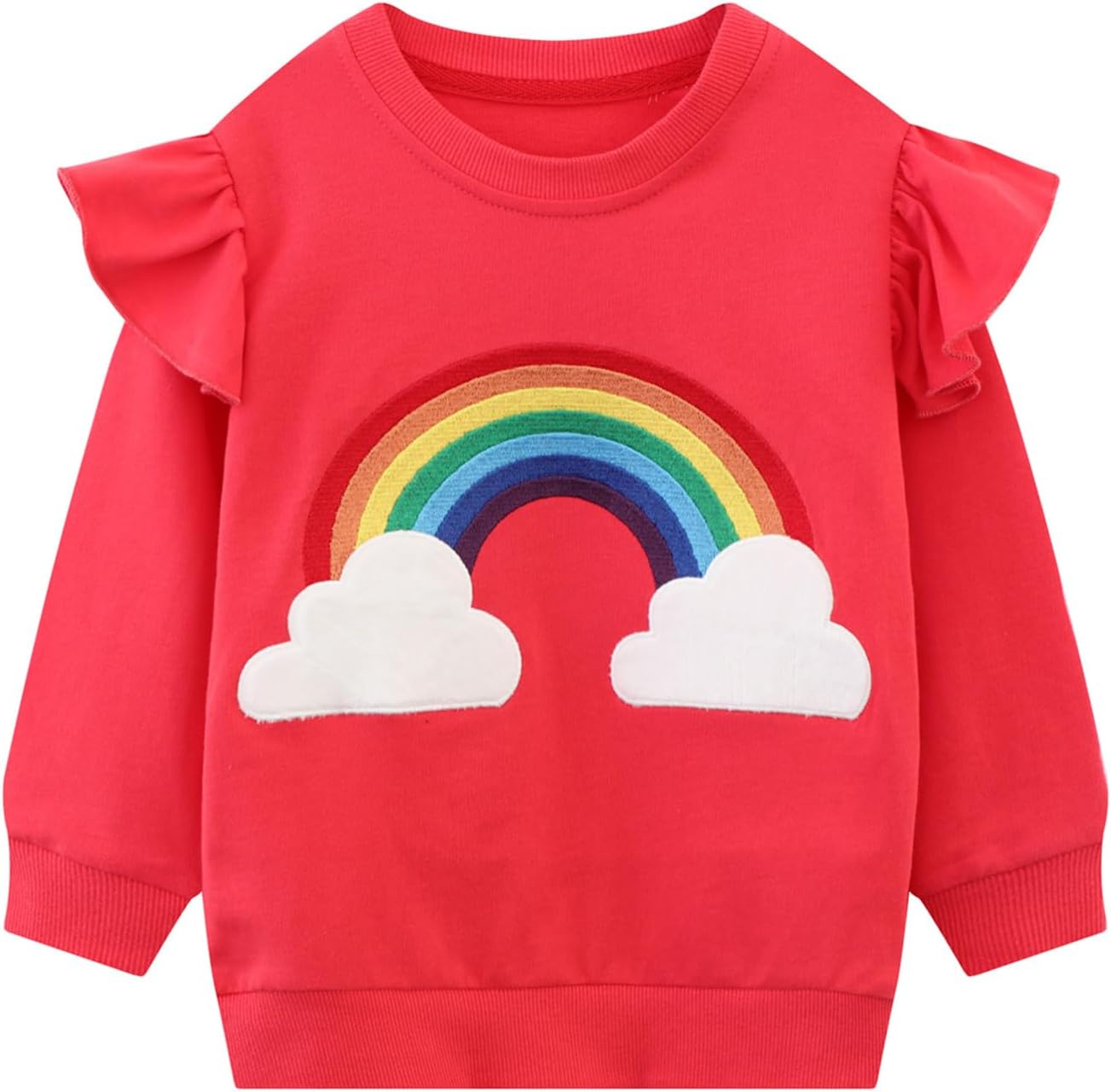 HILEELANG Toddler Girl Sweatshirts Cotton Casual Crew Neck Long Sleeve Tops Pullover Sweater Shirt
