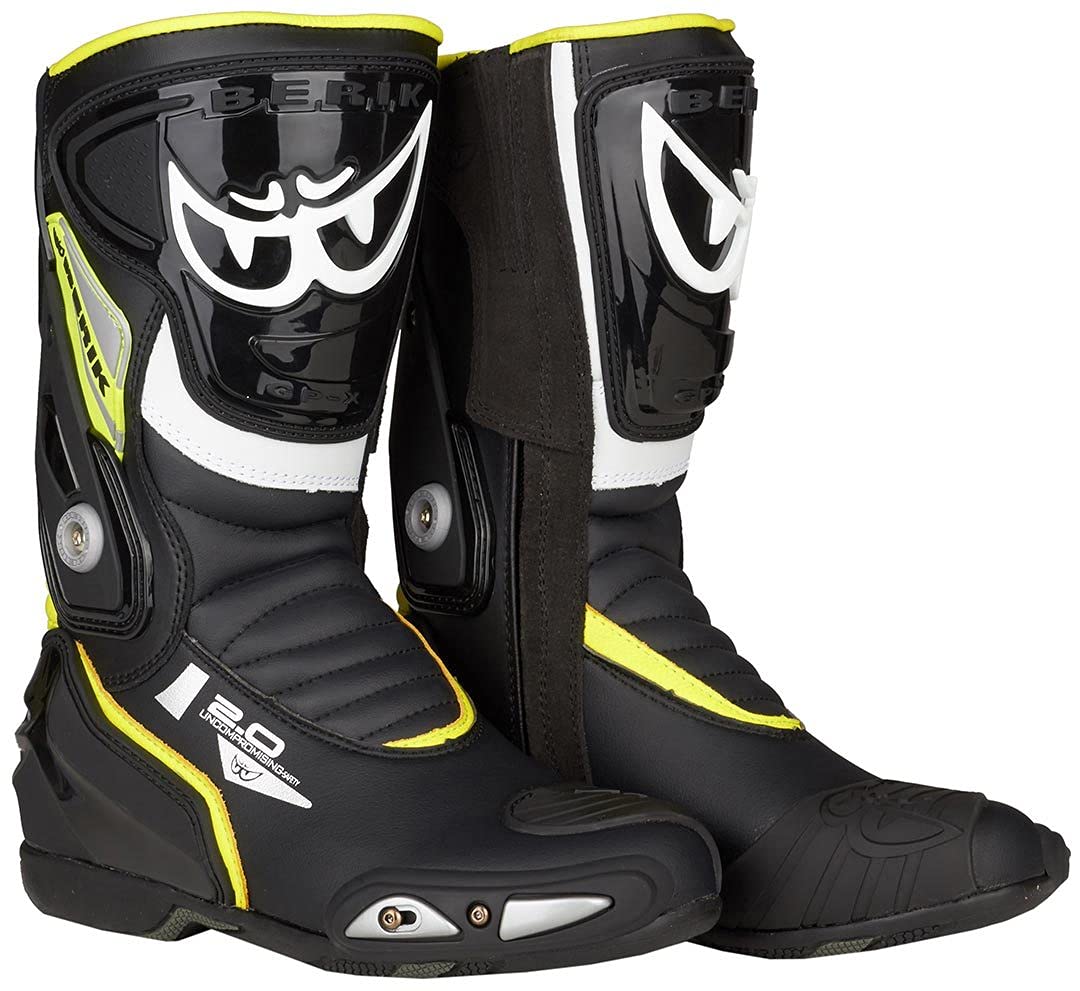 Berik Shaft 2.0 Stivali Moto, nero/giallo, 45