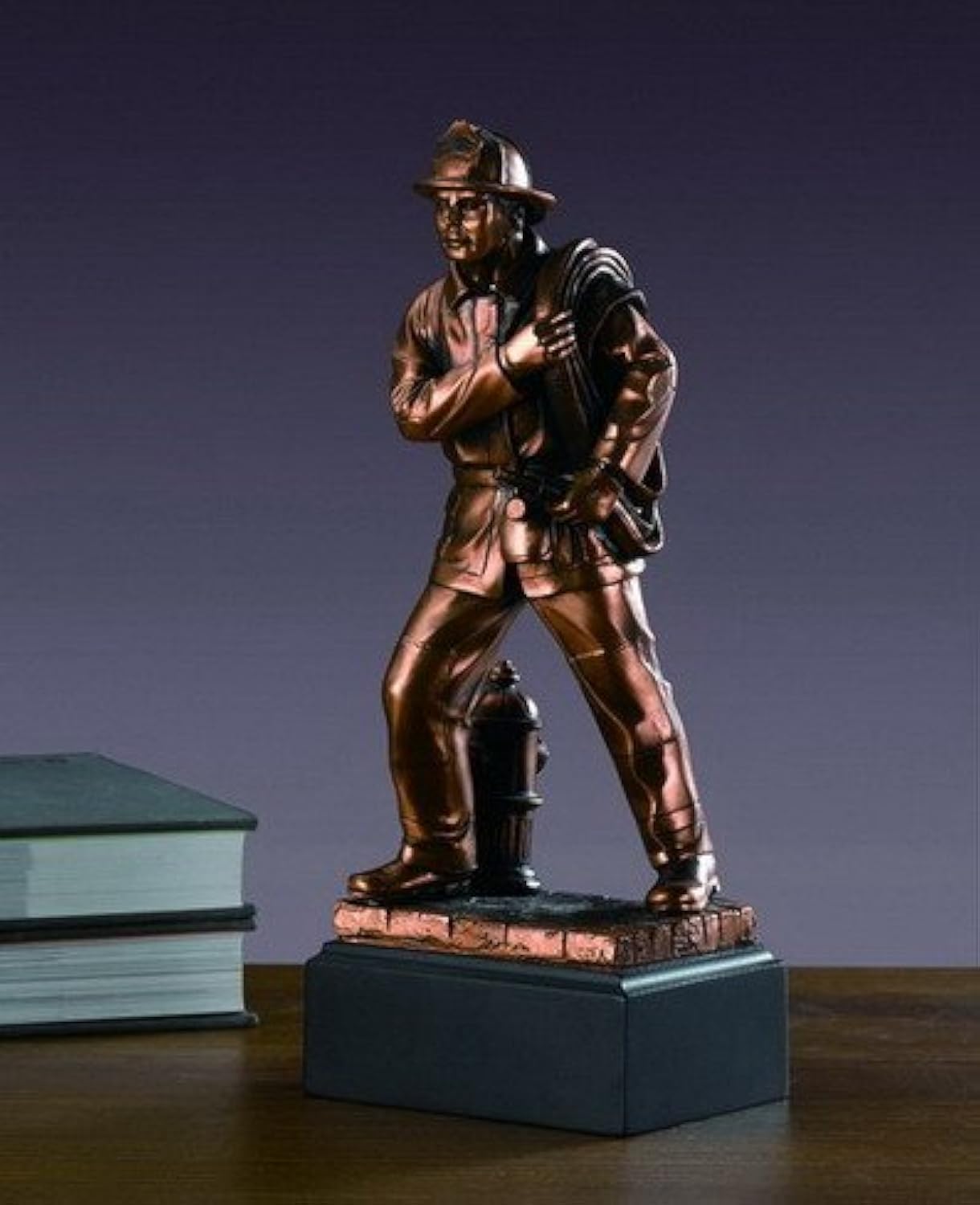 Fire Fighter Statue Bronze Plated Fireman Figurine