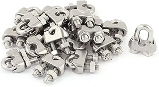 Aexit 6mm Zinc Chain & Rope Fittings Plated Metal Wire Rope Cable Clamp Clips Wire Rope Clips Fastener 20pcs