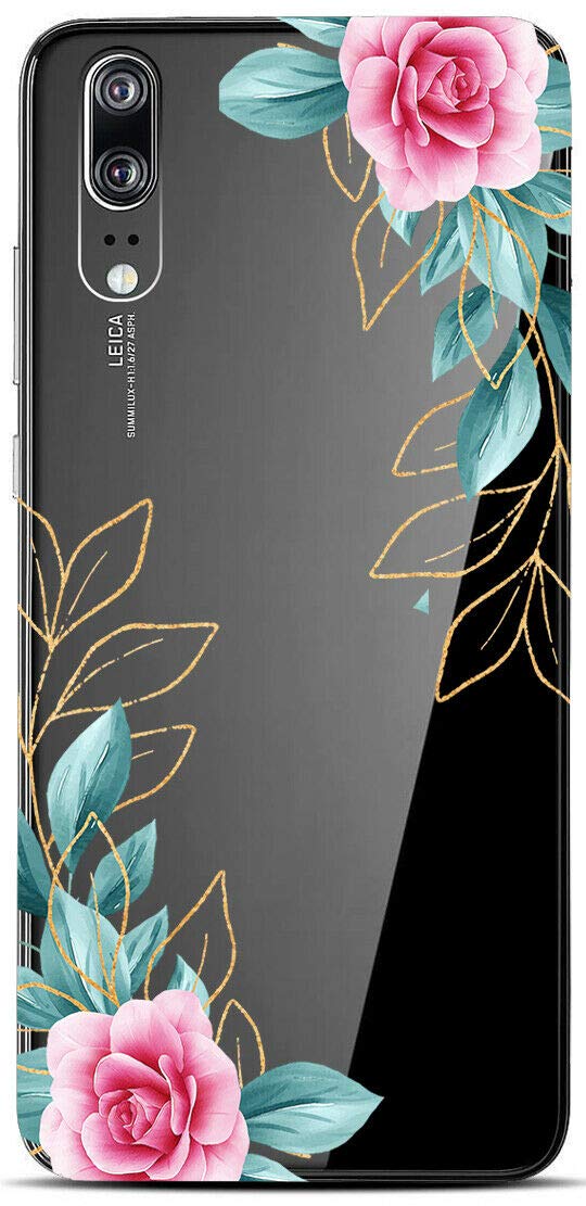 Mixroom - Cover Custodia Case In TPU Silicone Morbida Sfondo Trasparente Per HUAWEI P30 Fantasia FIORI U1051