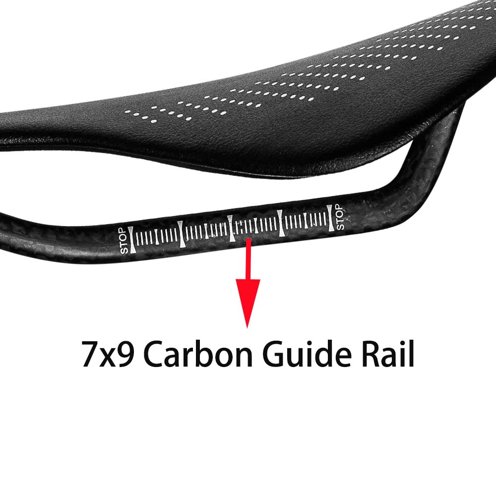 Sillín de Bicicleta de Cuero Acolchado Sillín de Fibra de Carbono de montaña Asiento de Bicicleta ergonómico 96g