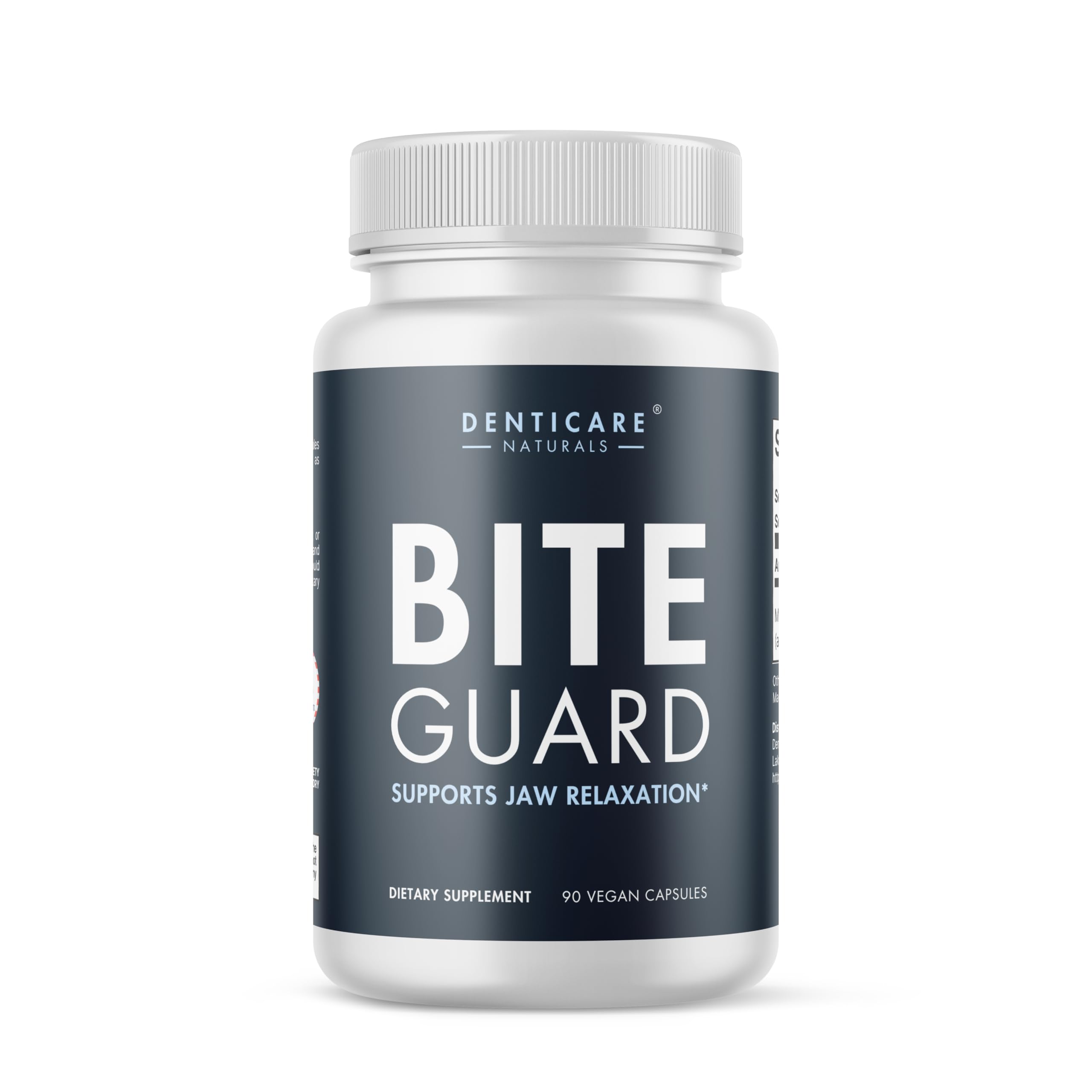 BiteGuard - Calms Jaw for Teeth Grinding &amp; Bruxism Relief - (Vegan Safe, Non-GMO) 90 Capsules, Pure Magnesium for Bruxism Supplement by Denticare Naturals