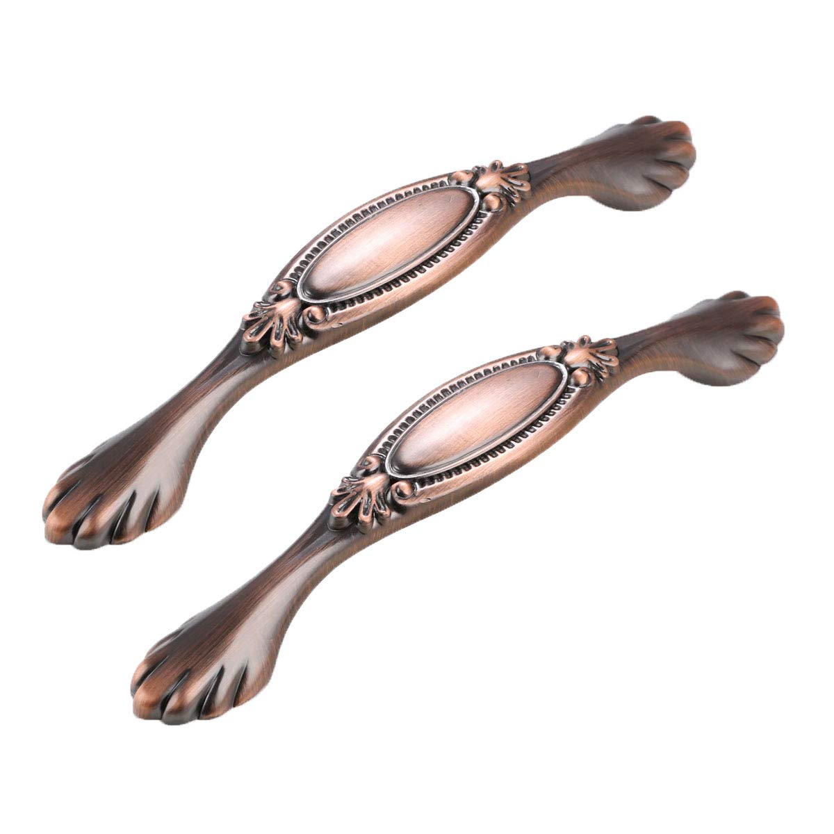 Wushadehans Antique Red Antique Brass Cabinet Drawer Handles European Style For Furniture Dresser Closet Wardrobe Hole Distance 96Mm 128Mm 2Pcs(,Hole Distance 128Mm)