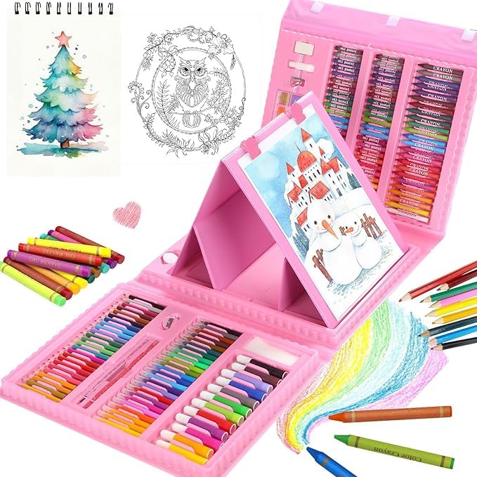 Image of Deluxe Drawing and Painting Art Set Crayon Color Set for Kids | Case Art & Craft Supplies | Great return Gift (Modern, 208)