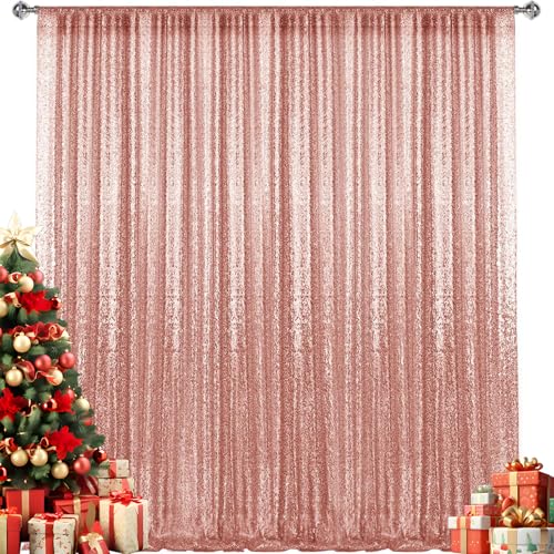1010FT Rose Gold Sequin Backdrop Curtain Photography Backdrop Glitter Curtains Fabric Background for Wedding Party Decor