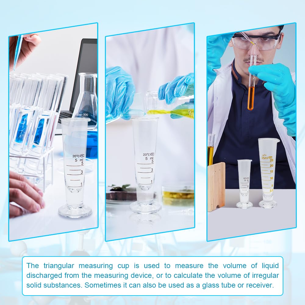 1 misurino conico graduato da 5 ml a 2000 ml con base in vetro per farmacia, con beccuccio (10 ml)