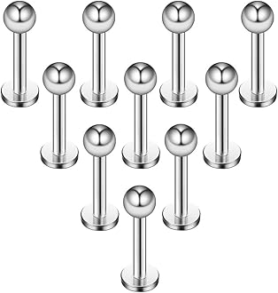 16G 316L Stainless Steel 3mm Ball Labret Monroe Lip Ring Tragus Helix Cartilage Earring Stud Barbell Bar Length 6mm 8mm 10mm 12mm Body Piercing Jewelry