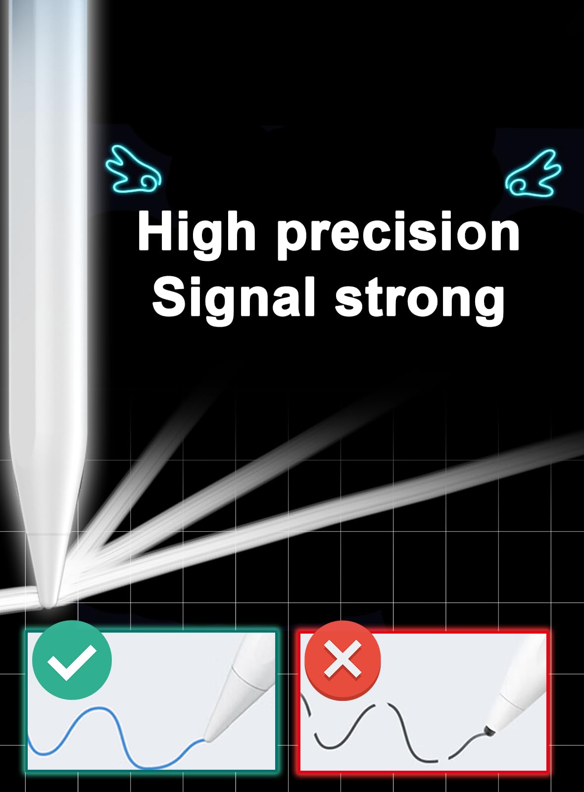 Lápiz capacitivo para tableta Android / teléfono con puntas de pompón, lápiz capacitivo de carga rápida para iPhone, lápiz magnético activo compatible con Samsung A9+, iPhone y otros dispositivos