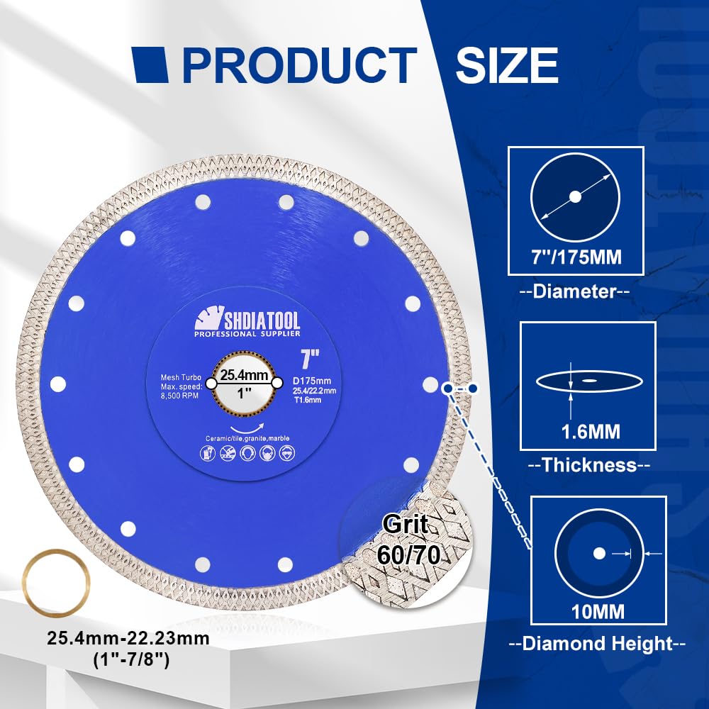 SHDIATOOL Turbo - Lama diamantata per piastrelle in ceramica, segmento a X