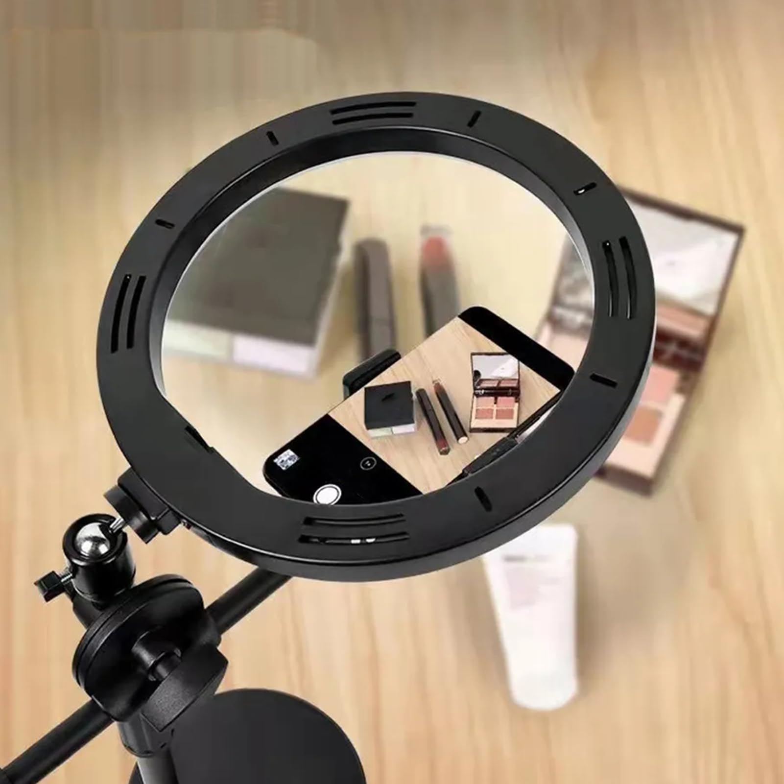Supporto con luce – Supporto per telefono, trasmissione luce halo per | telefono, illuminazione video a LED per trasmissione, treppiede da scrivania per trasmissioni