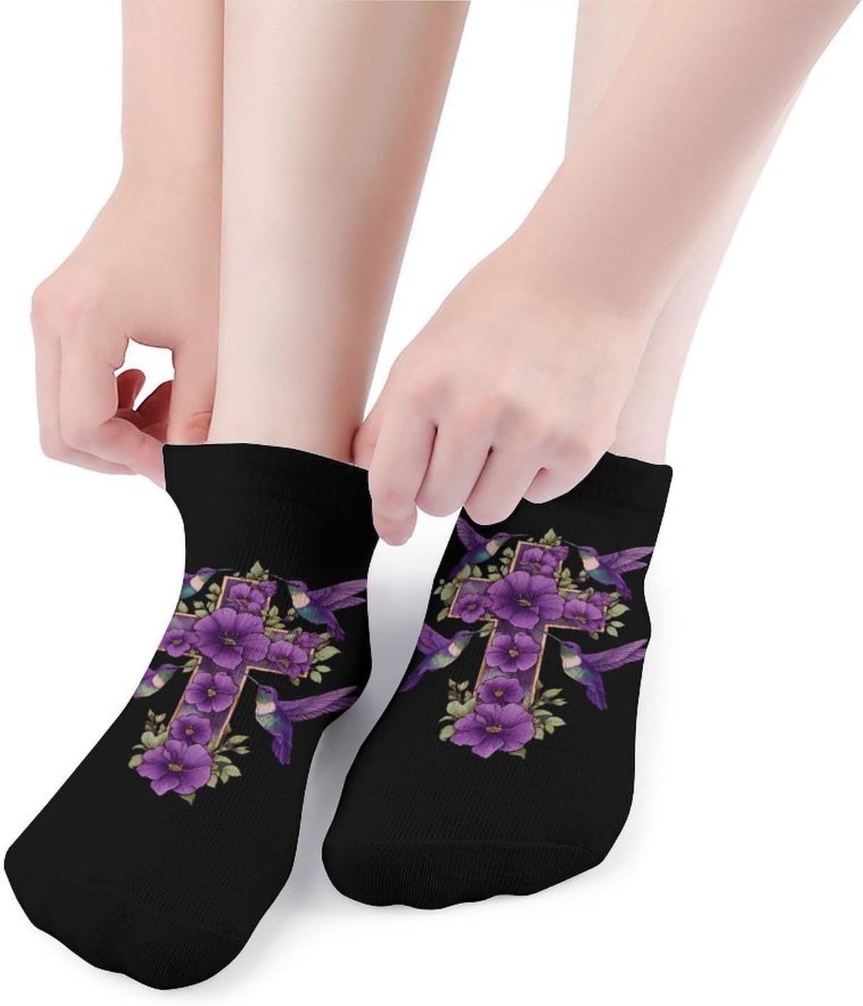 Christian Crosses Hummingbird Socks for Men Women 5 Pairs Ankle Socks