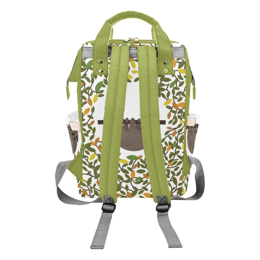 CUXWEOT Personalized Sloth Floral Diaper Bag Backpack with Name Custom Mommy Baby Bags Waterproof Travel Daypack for Mom Girl Gifts
