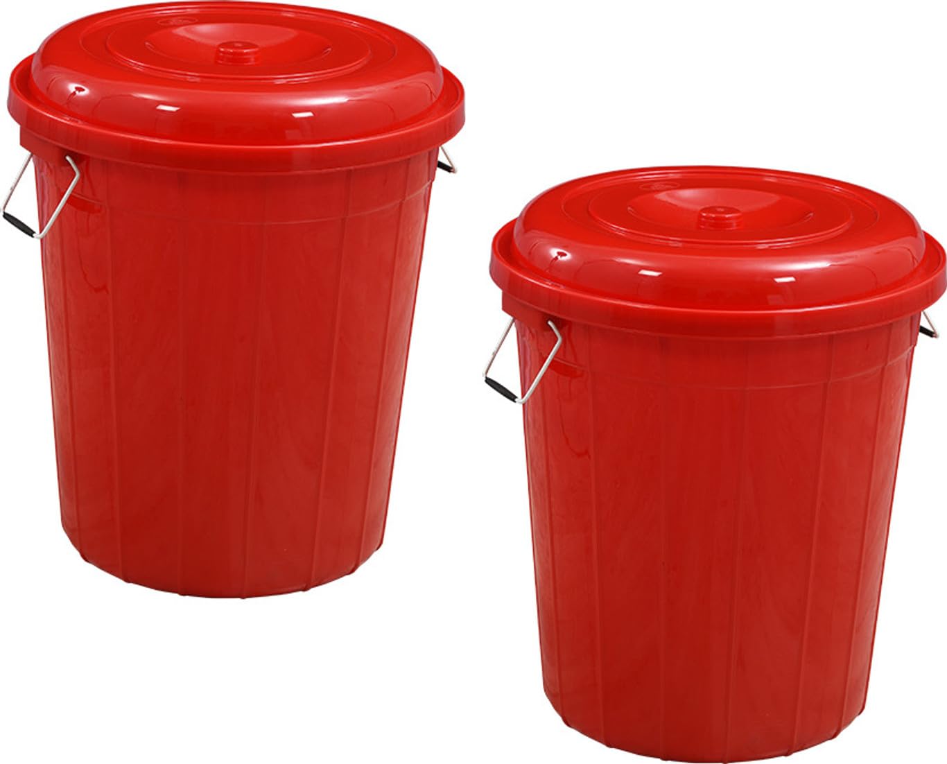 Red Plastic Water Storage Drum with Lid 40L Set of 2 | Metal Handle, Secure Fit Lid-image-12