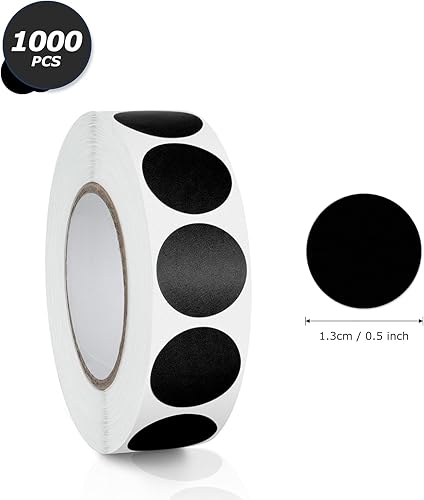 Miniatura 5 de Calcomanías redondas negras de 34 pulgadas con código de color, impermeable, rollo extraíble de 1000 unidades