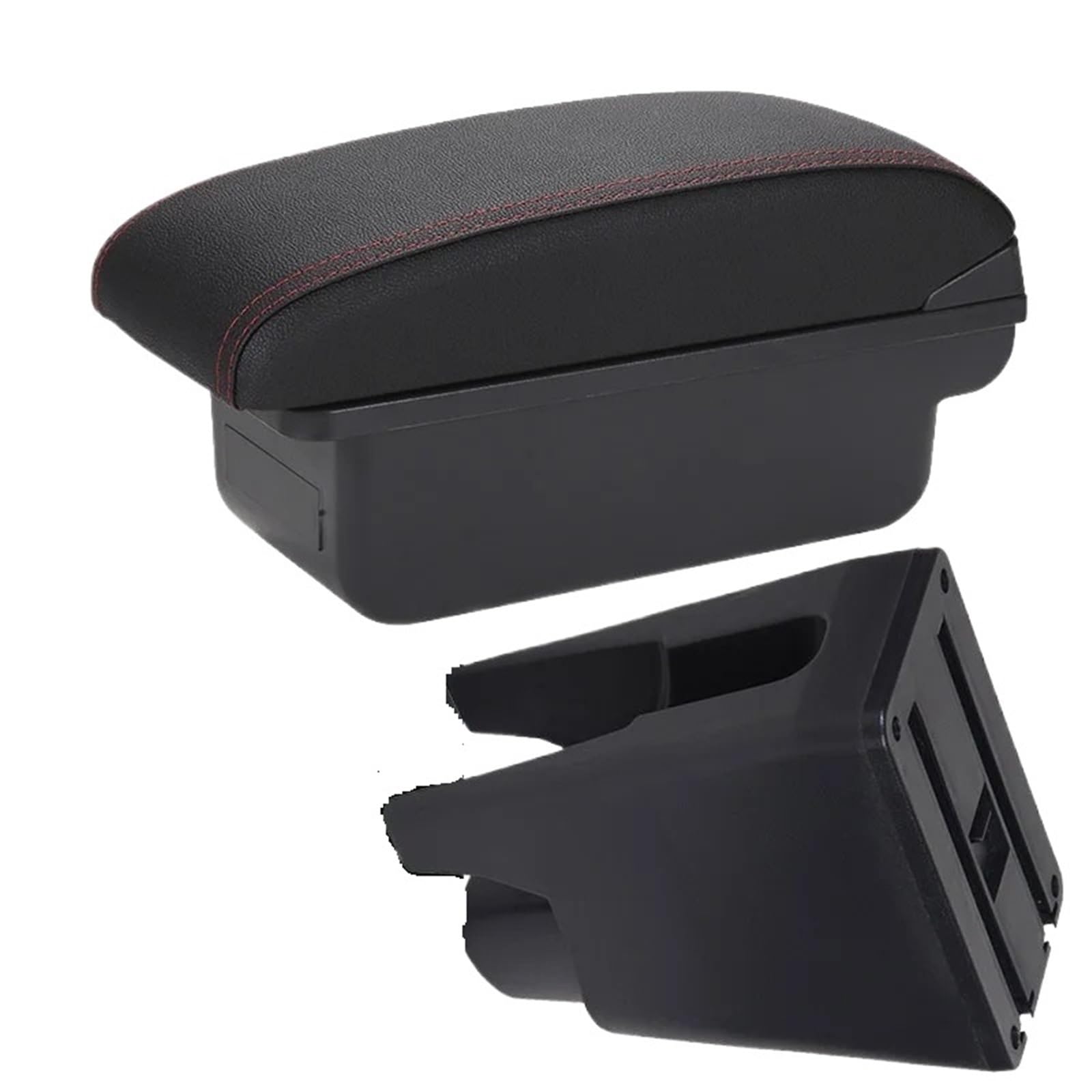 JMOLXURI Car Armrest Box For Citroen For C1 For Peugeot 107 For Toyota For Aygo BJ Armrest Box Car Accessories Store Center Console(C1 Black red NO USB)