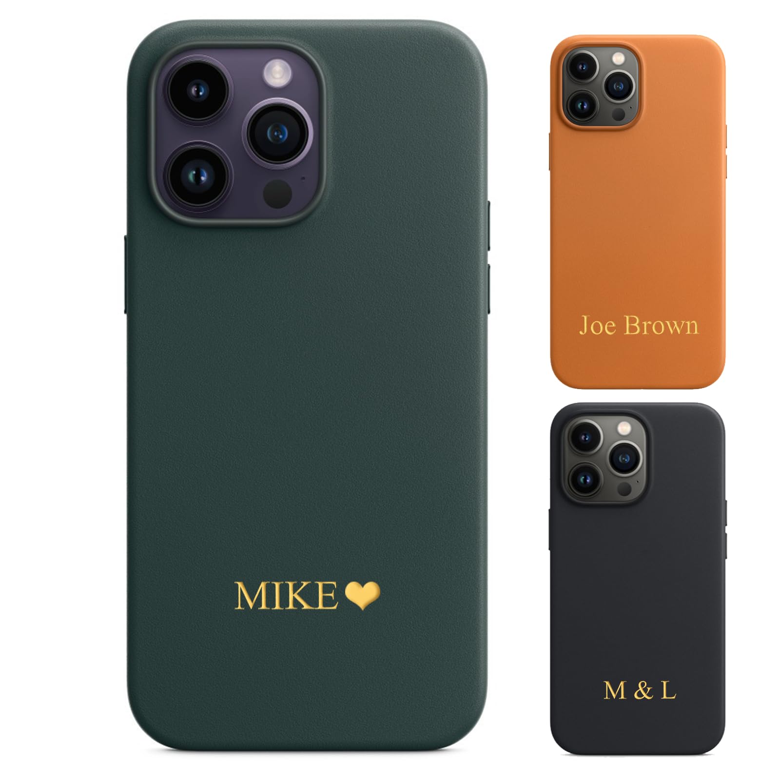 AESTHESTIFY Custom Name Leather Case for iPhone 16 15 14 Promax, Pro, Plus, 5G & 16E, Personalized Phone Cover Compatible with Magsafe,Letters Design