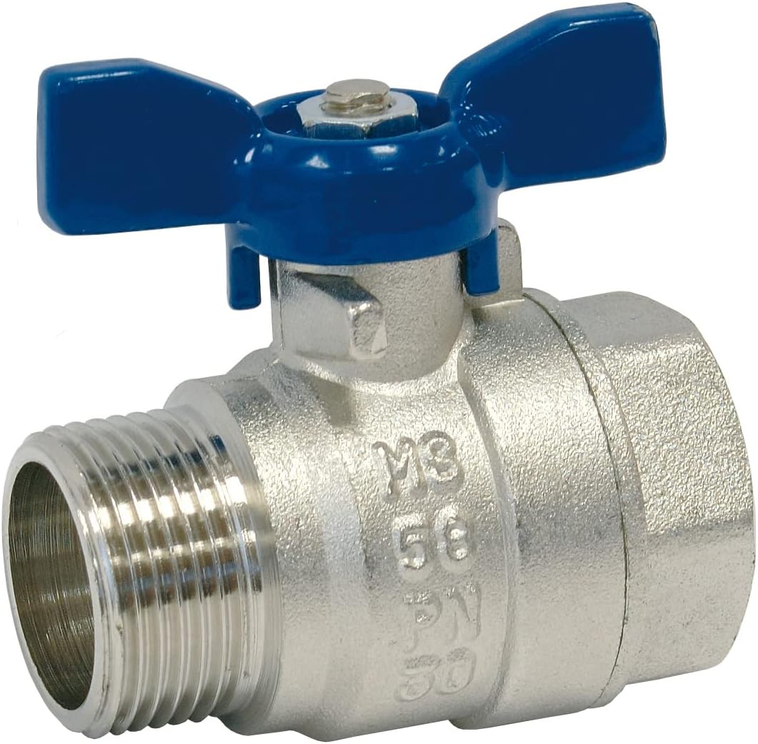 Sei Brass Ball Valve with Butterfly Control Female/Female, 1/2" Diameter