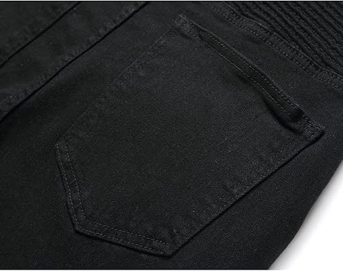 Miniatura 4 de Ginsiom Pantalones de mezclilla de motociclista para hombre, pierna recta, ajustados, desgastados, elásticos, para motocicleta