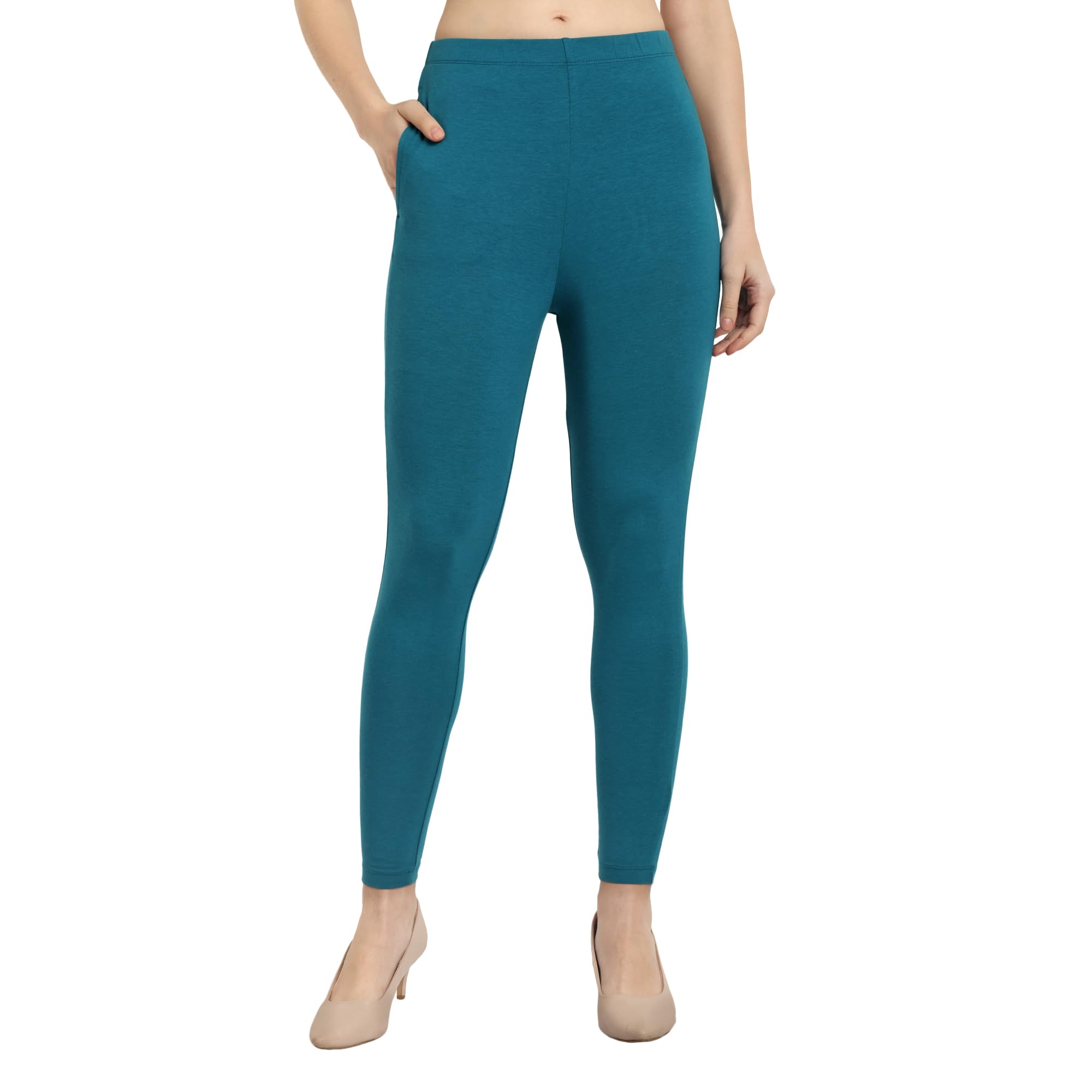 one sky Women Ankle Length Leggings | Premium Cotton Modal Spandex Blend | High Waist Stretchable & Bio-Washed Fabric | Colour-Lock | Ethnic Leggings for Women-picture-29