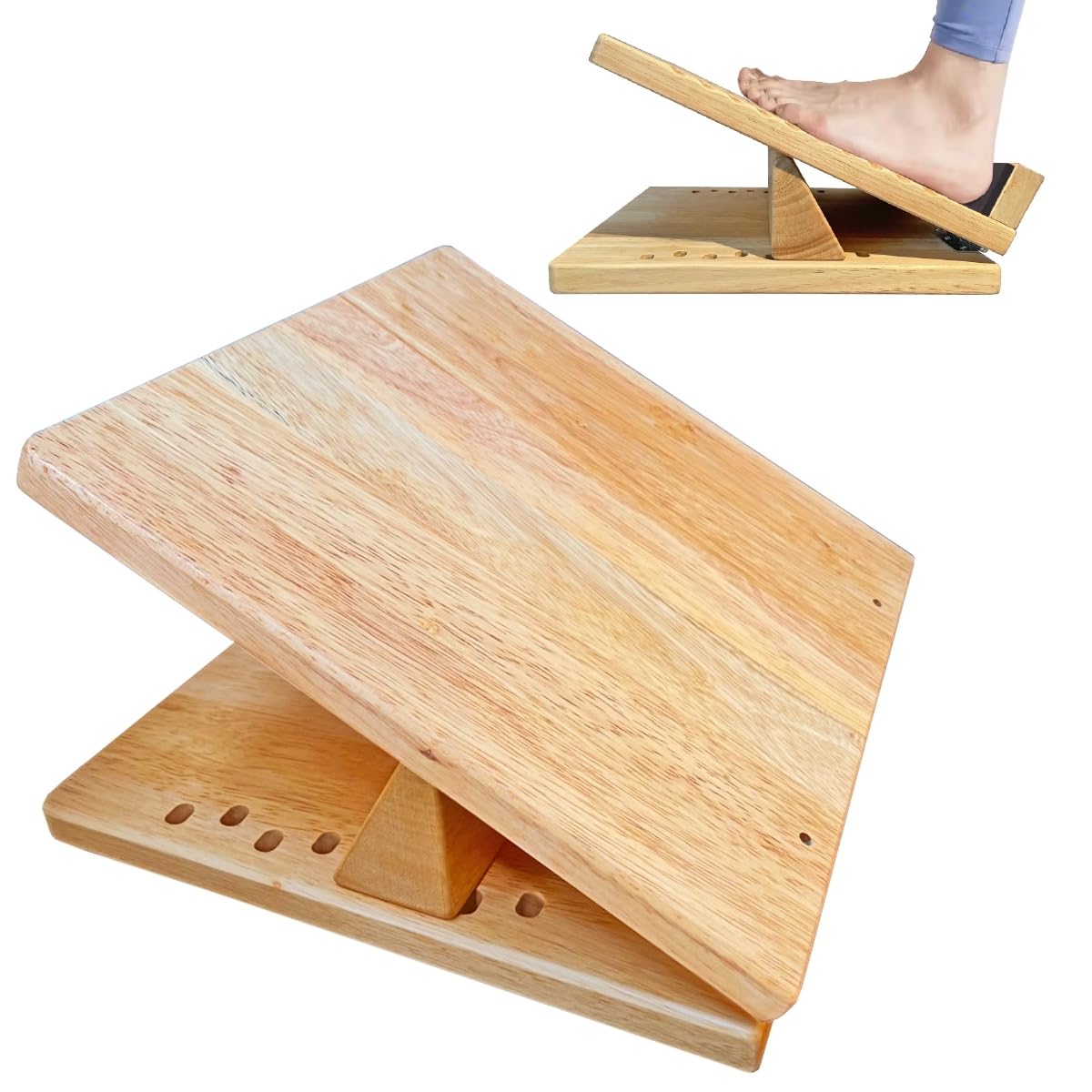 KIJO Studio Professional Wooden Slant Board for Calf Stretching, 500 lbs Weight Capacity, 16-Angle Adjustable Incline Board for Exercise, Squat & Physical Therapy-Japanese Pure and Simple Desig