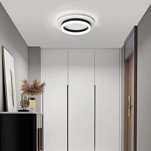 Miniatura 10 de Lámpara de techo LED redonda moderna, lámpara de techo LED empotrada de 24 W, luz de techo pequeña negra para comedor, dormitorio, cocina, baño,