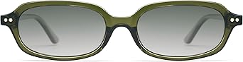 Retro Small Rectangle Sunglasses for Women Men Trendy Narrow Square Sunnies AP3729,Green/Grey Green