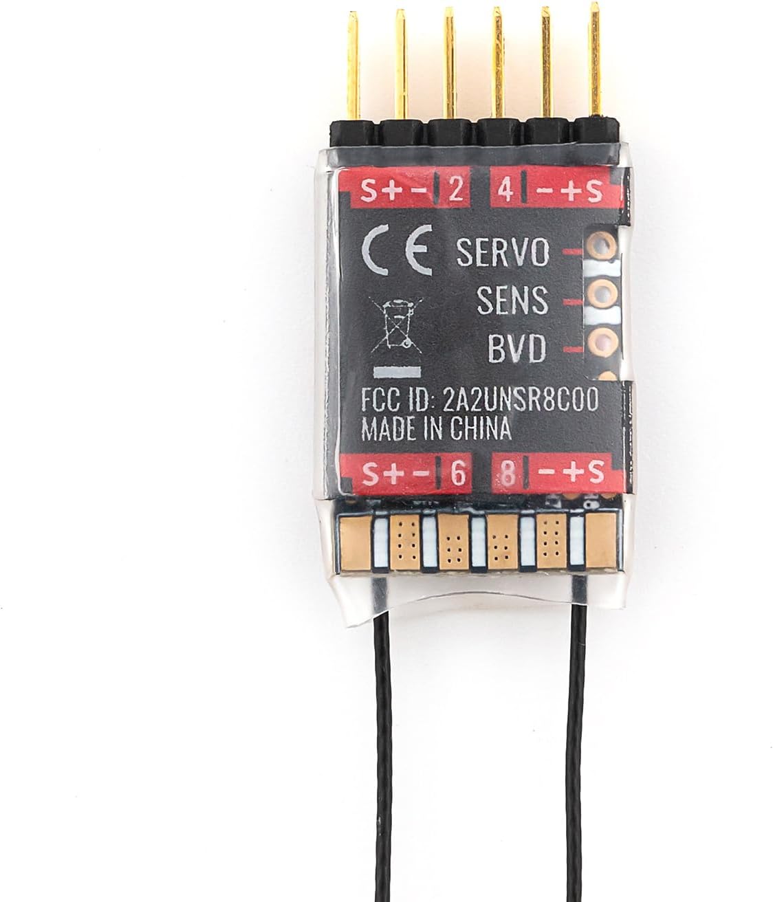 GoolRC Flysky FS-SR8C Receiver, 2.4GHz 8CH Receiver ANT Protocol Dual Antennas Compatible with Flysky FS-ST8 Radio Transmitter for RC Airplanes and Robots