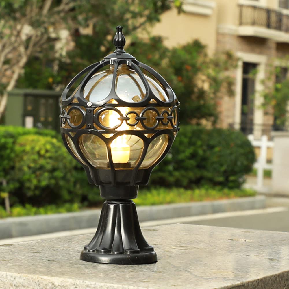 Impermeable Lámpara de Pie Exterior metal,Lámpara de Sobremuro Exteriores Aluminio Luces de Pedestal Moderno，para jardín, casa, Garaje, Patio, Muro, Escalera, Patio (Negro)