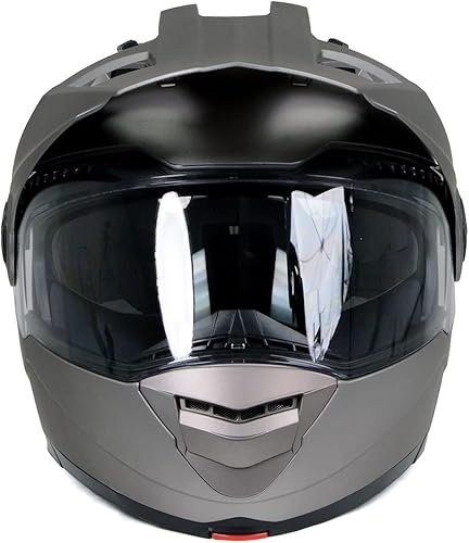 Miniatura 9 de Milwaukee Helmets MPH9822DOT Silver 'Ominous' Dual Sport Advanced Motorcycle Modular Helmet for Men and Women Biker - Small