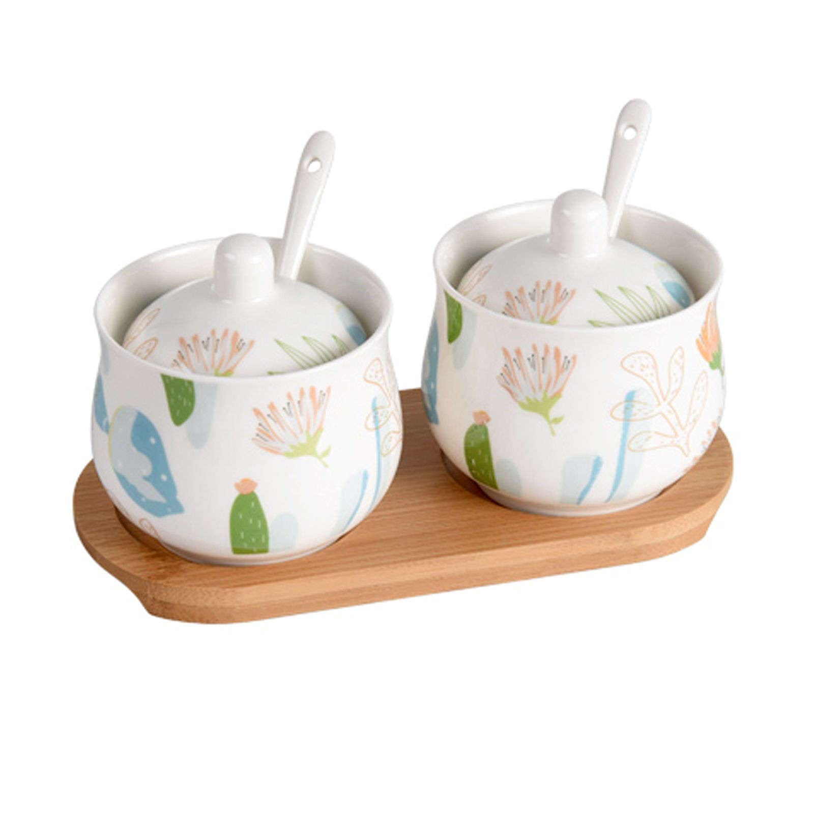 Ceramiczny dzbanek na cukier z porcelany z łyżeczką, mały garnek na sól, słoik do przechowywania, do kawiarni, restauracji-,Sos przyprawowy