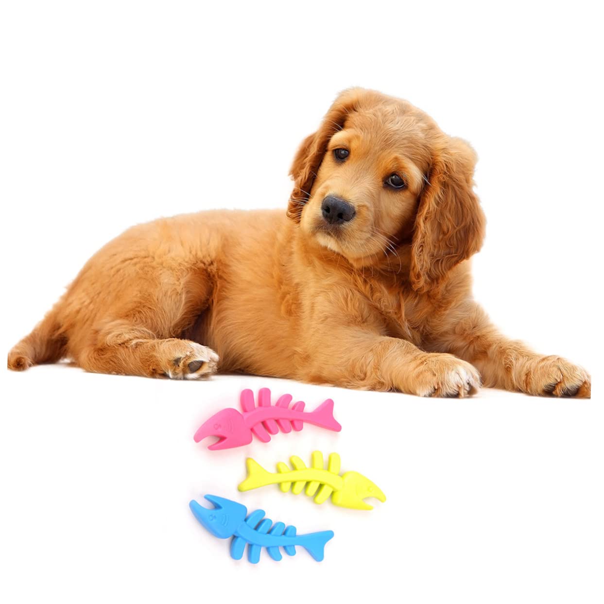 Giocattolo per Cani da Masticare a Forma di Pesce per Pulire i Denti e Ridurre l'Ansia in Tpr Alimentare 12,5 X 5 X 0,3 CM per Cuccioli e Cani Adulti