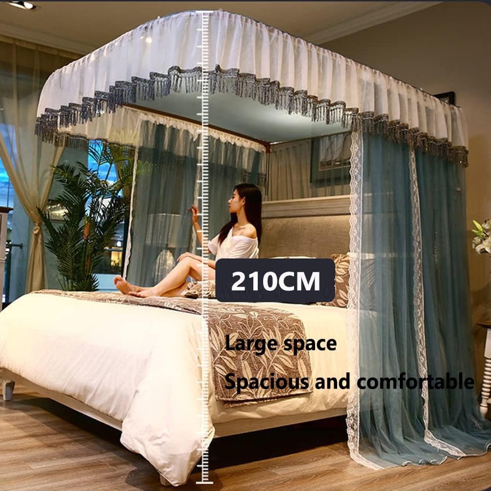 Ruffle Princess Bed Canopy Curtain-Double Layer Cozy Drape Netting 3 Opening Mosquito Net for s Adults Bedroom Decoration (Color : Pink, Size : 120X200CM)