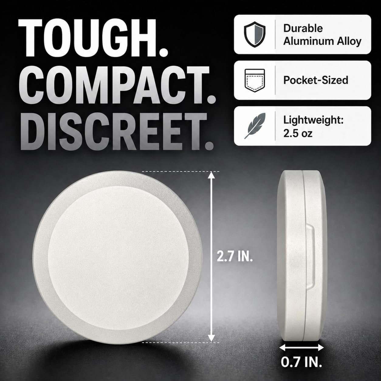 Metal Container for Zyn Pouches, Caffeine Pouches, and EDC Storage | Durable Aluminum, Laser Engraved Design | Slim - (Single Compartment)