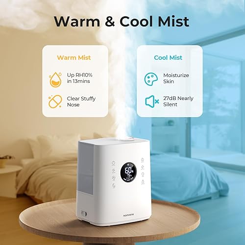 Miniatura 3 de Homvana Humidificadores para dormitorio, habitación grande, 6.5 L de llenado superior, cálido y fresco, humidificador ultrasónico de niebla