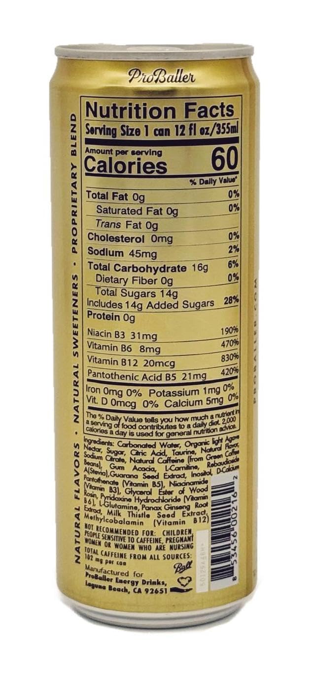 ProBaller Ultra Premium Energy Drink - Natural Clean NSF Certified Sport Drink with Amino Acids, Taurine, Biotin, Organic Agave, Vitamin B 12 Methylcobalamin, & Electrolytes - 15 Pack - Citrus - Image 7