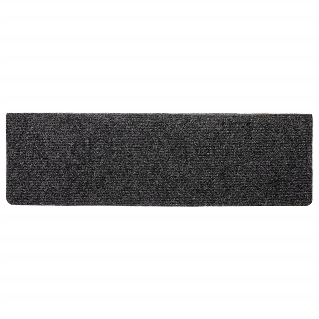 Nadelvlies Treppenstufenmatten 10er Pack 65x21x4 cm Dunkelgrau | Selbstklebend, Geräuschdämpfend, Rutschfest, Waschbar, Rechteckiger Rand