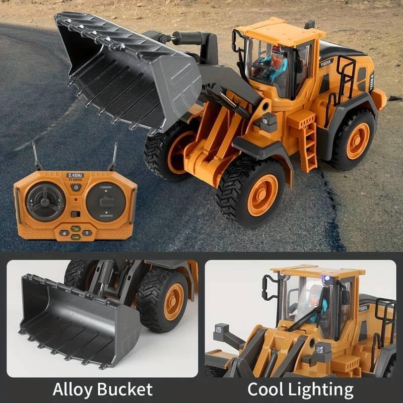 Daji RC Bulldozer Excavator 9 Channel RC Excavator Truck Toys Metal Shovel, 1/24 Remote Control Construction Vehicles Tractor, 2.4Ghz Boy Toy Gift for Kids and Adults 1