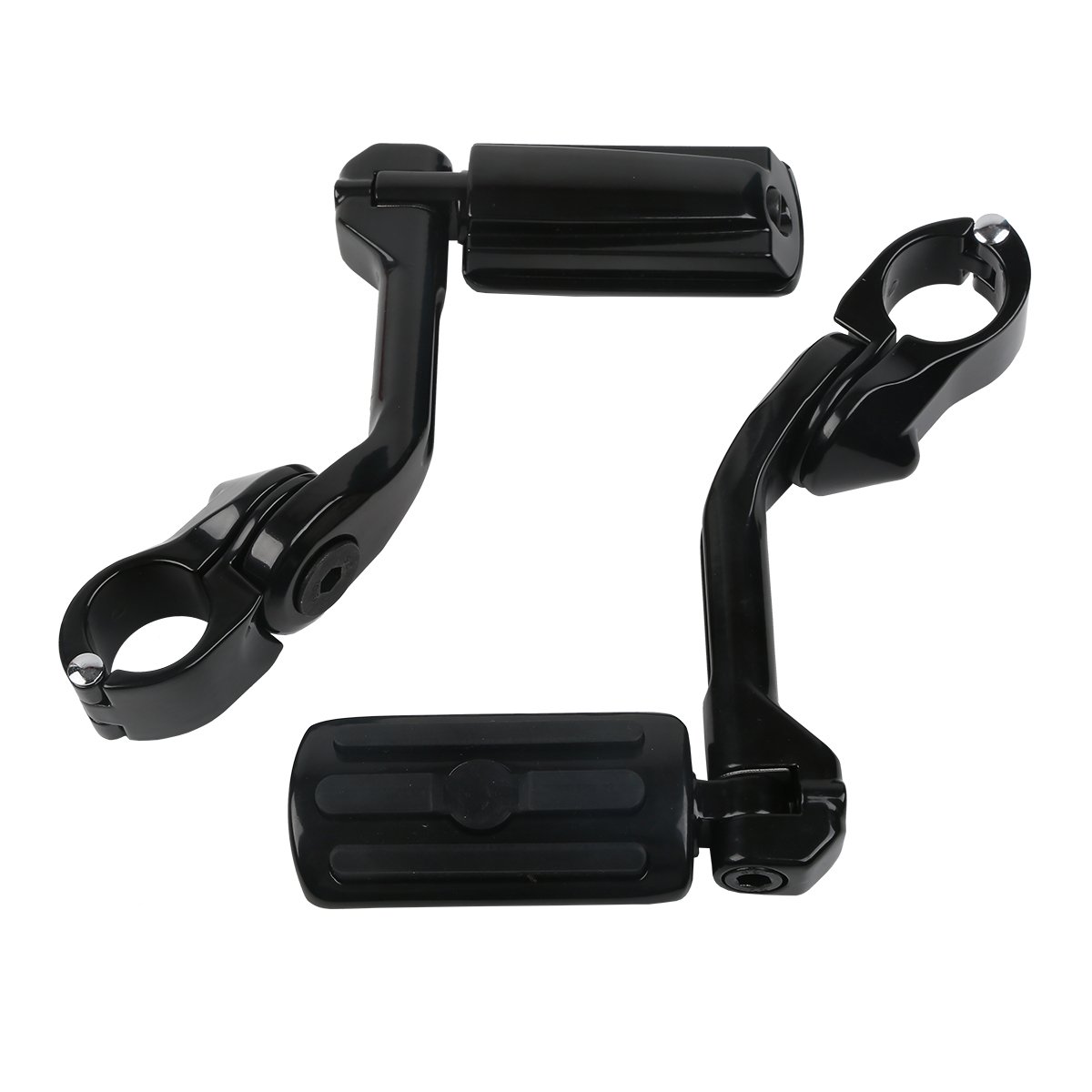 Green-L Uniwersalny motocyklowy regulowany podnóżek szosowy 1-1/4 cala z długim kątowym uchwytem montażowym pasuje do Yamaha Harley Touring Road King Street Electra Glide Ultra Sportster Softail Dyna