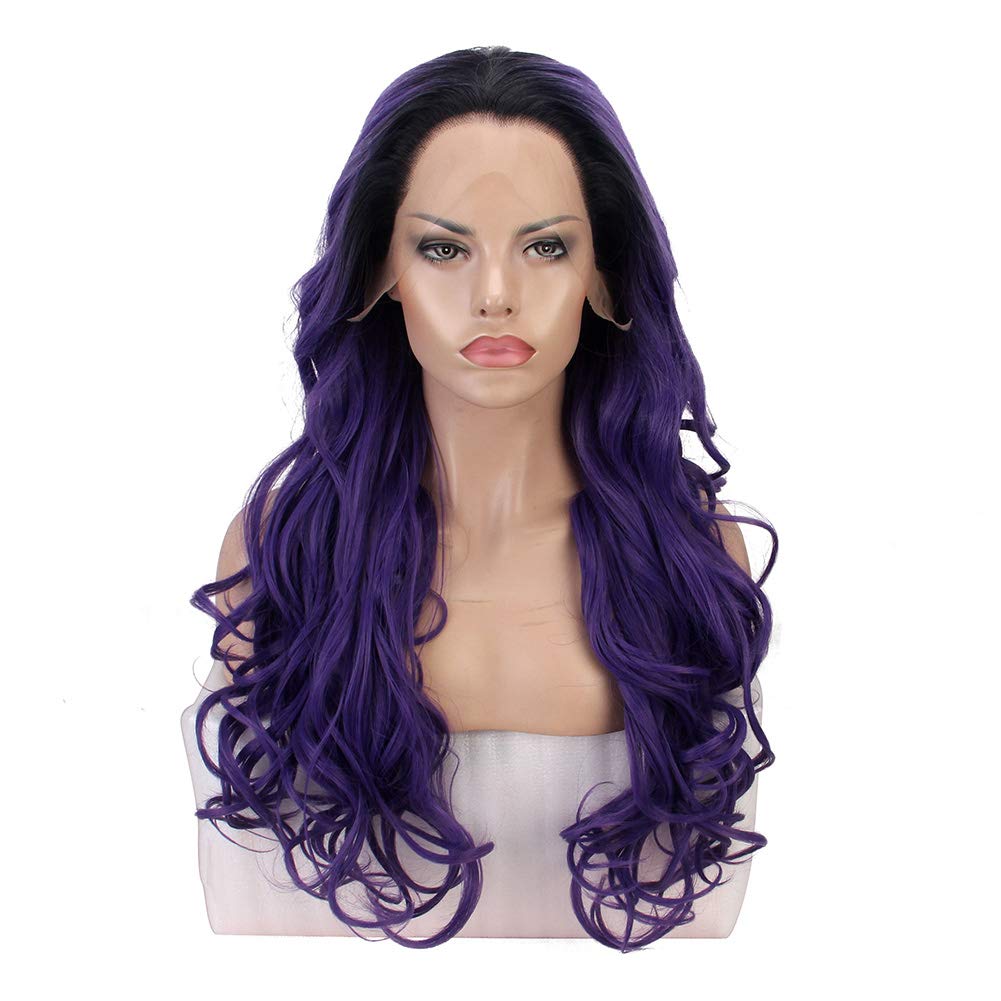 FSLWIGS Purple Wigs Women's Long Curly Natural Hair Wavy