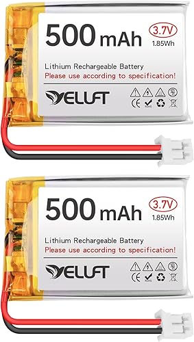 RAK WisBlock Meshtastic - Batería de polímero de litio de 3.7 V 500 mAh, 2 unidades 1S 1C 602535 con placa protectora y enchufe PH2.0 para