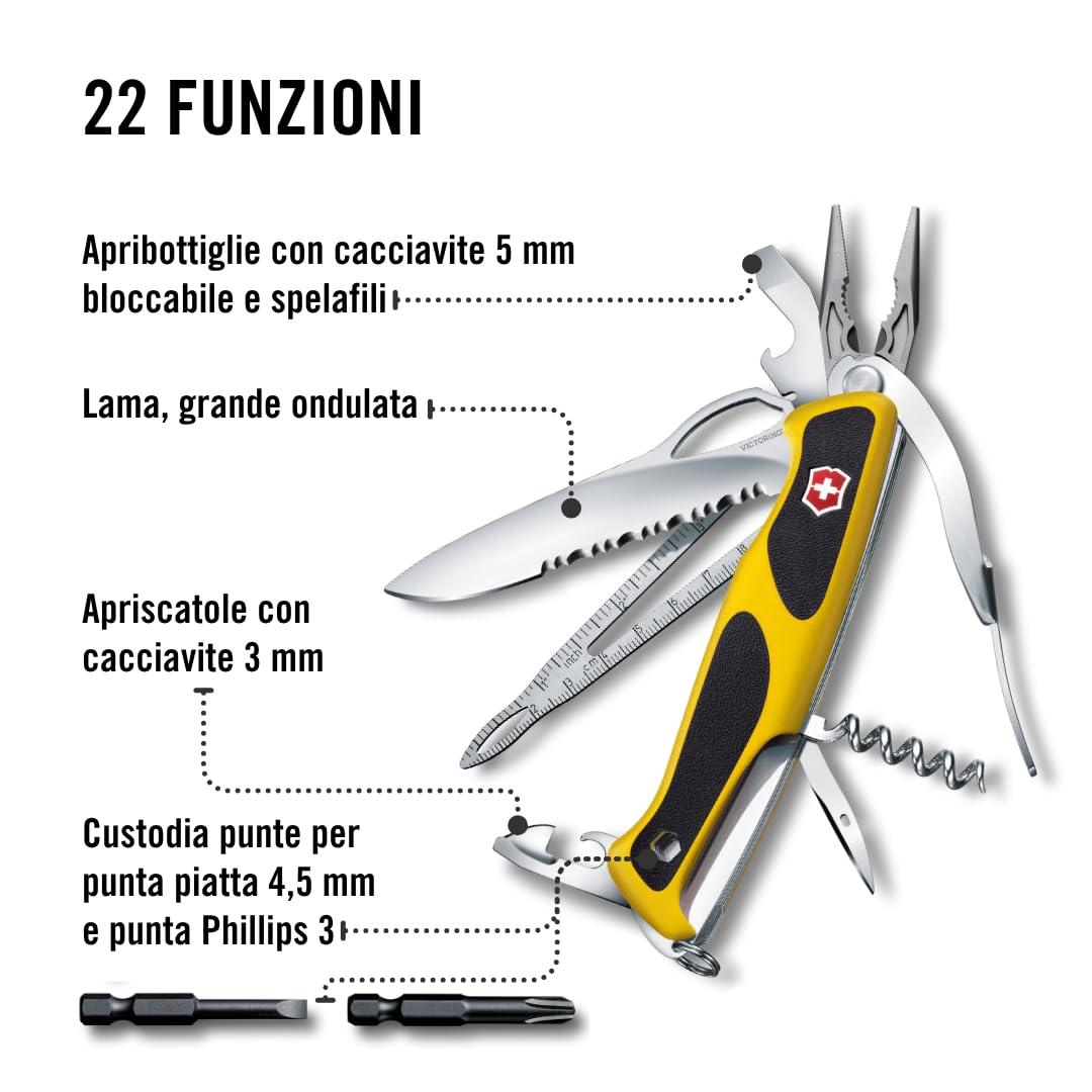 Victorinox, Ranger Boatsman MW Grip, Coltello Svizzero, Originale, Multiuso, Campeggio, 22 Funzioni, Needle-nose pliers, Nut wrench, Bloccabile, Lama a una mano