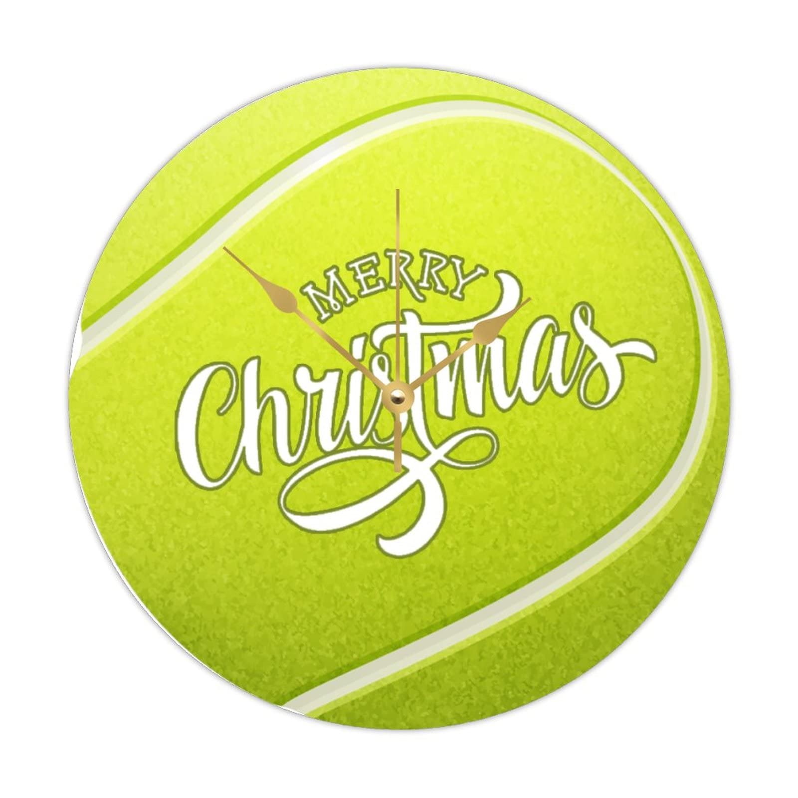 Horloge ronde en bois Merry Christmas style tennis chic