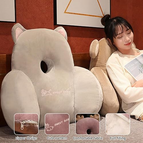 Miniatura 6 de Lindo cojín de respaldo de animal suave almohada de respaldo de felpa con agujero almohada de descanso para respaldo de oficina, silla, asiento de