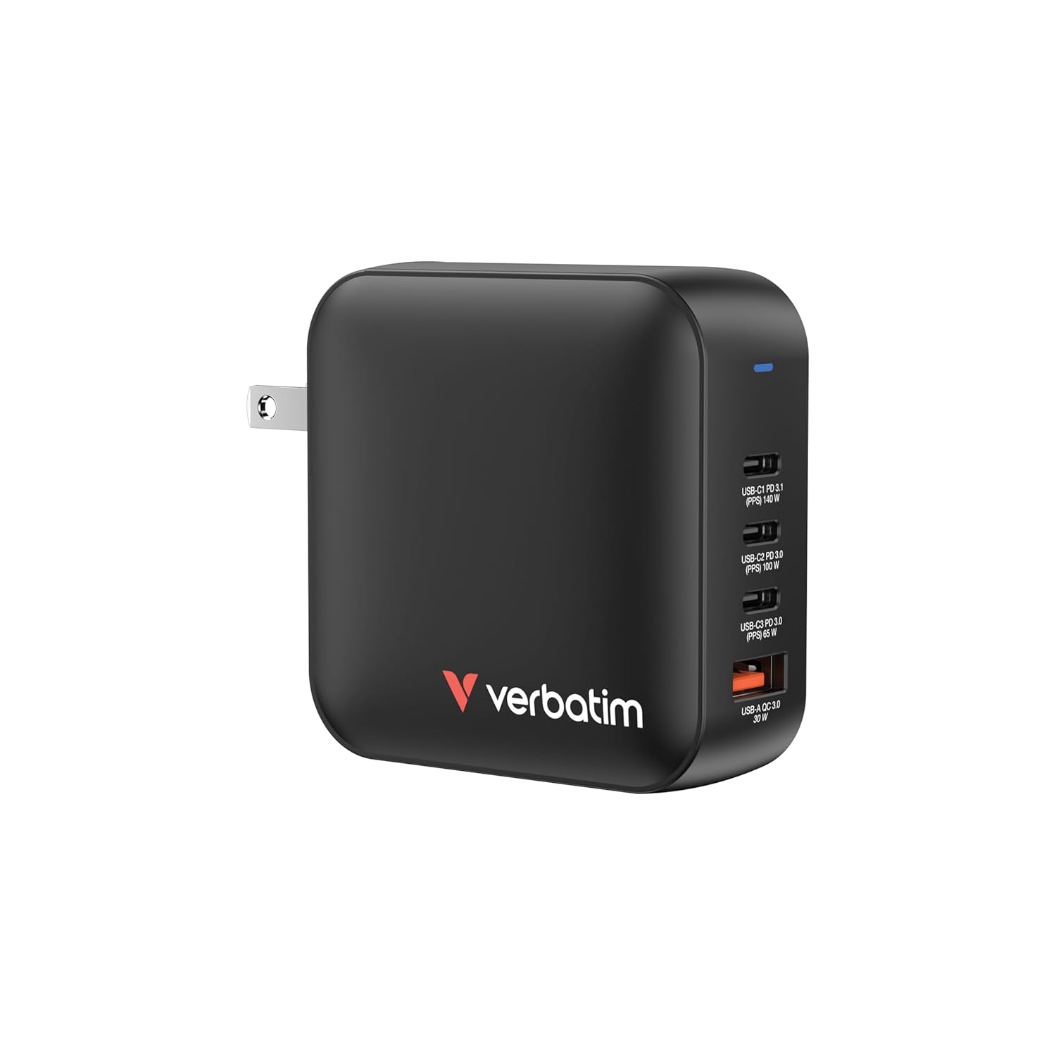 Verbatim Mini GaN Wall Charger 165W 4 Port 3X USB-C Ports PD 3 0 PPS up to 70W