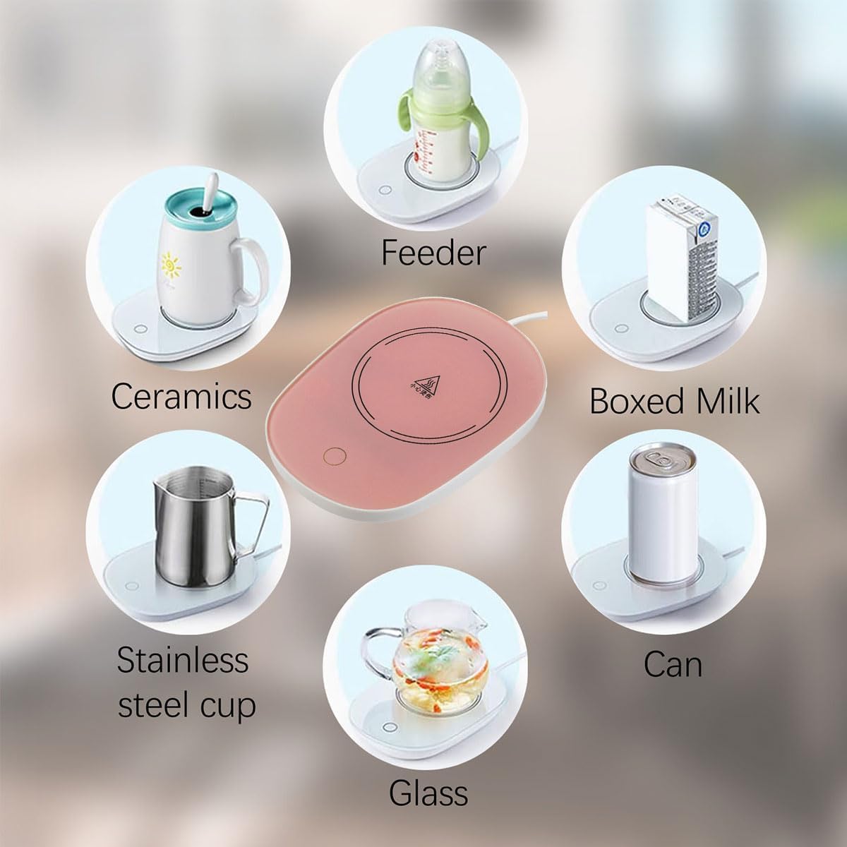 Scaldatazze,Scalda Bevande,Scalda Tazza,Scalda Tazza USB,Scaldatazze Caffè,per Caffè,Latte,Tè, Acqua,Regalo di Natale,Ldeale per la Stagione Invernale,Rosa