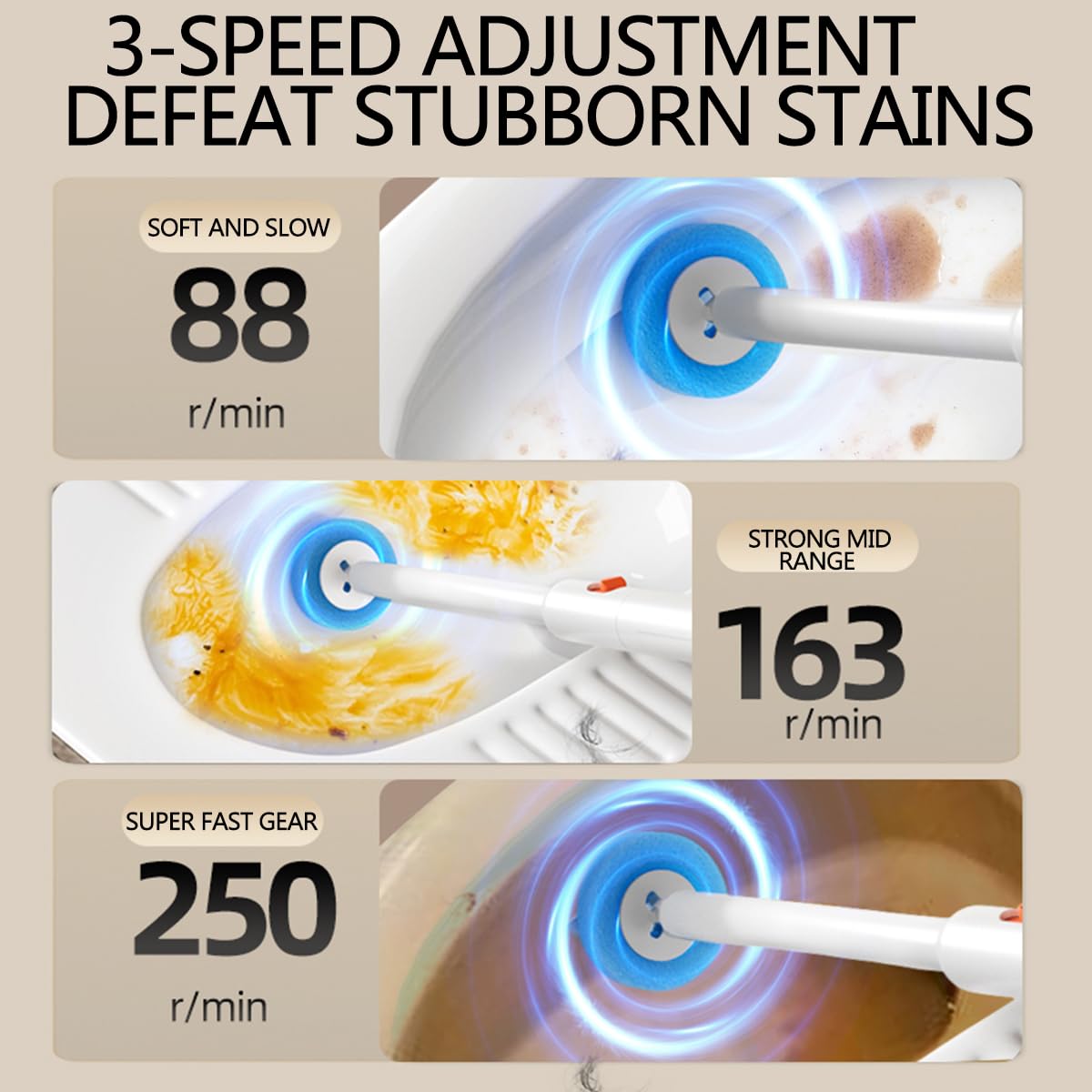 Set di scopino elettrico usa e getta con testa regolabile a 3 velocità, ideale per WC seduti o accovacciati, strumento igienico senza sforzo, design facile da pulire