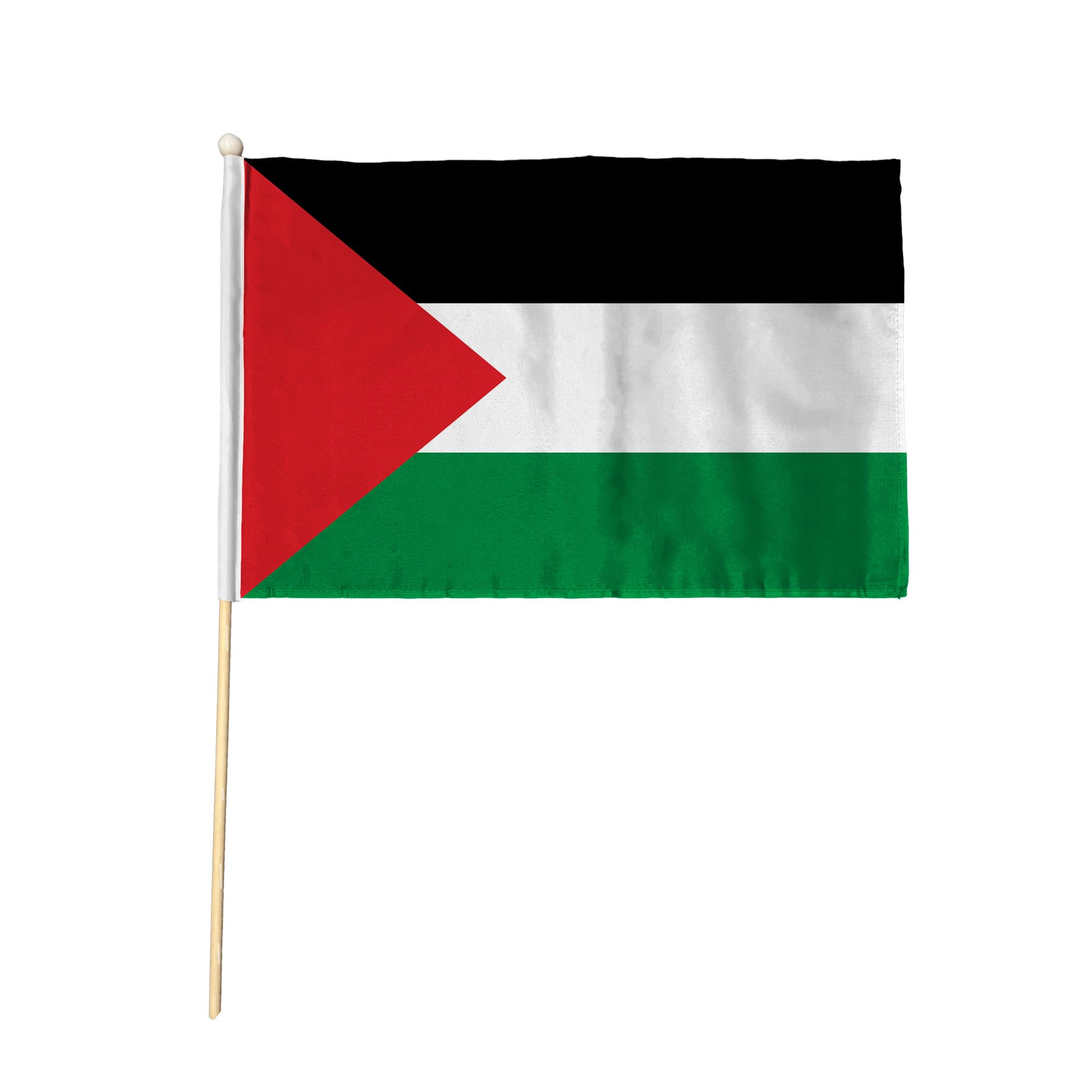 Flagtex Palestine Pack of 6 Hand Waving Flag (18x12 Inch Large) - Premium Wooden Stick Hand Flag Big Size Natural Wood Pole Palestinian National Flag Events Parades Celebrations Cultural Festivals — image 1